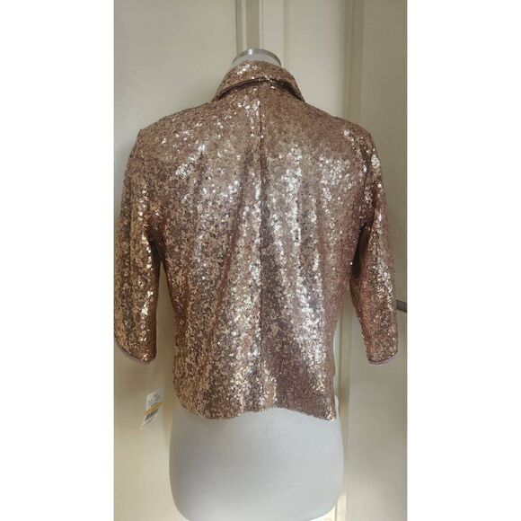 Living Doll Rose Gold Sequin swing front  short jacket,  sz Sml, NWT - Picture 4 of 8